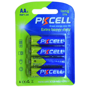 Pkcell r6/1.<span class=keywords><strong>5v</strong></span> <span class=keywords><strong>4</strong></span> pcs blister carte de zinc de carbone <span class=keywords><strong>pile</strong></span> alcaline& de carbone de la batterie - Product Image 1