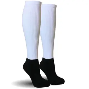 Unisex Custom Polyester Dye Sublimation Blank Socks, Bulk Wholesale Blank Girls White Knee Socks For Sublimation