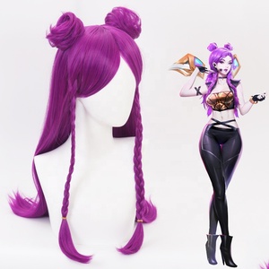 Venta al por mayor League of Legends LOL Peluca Cosplay 70cm largo púrpura <span class=keywords><strong>KDA</strong></span> Kaisa peluca sintética Anime Cosplay peluca 2 coletas - Product Image 2