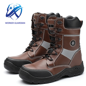 Marrone <span class=keywords><strong>In</strong></span> <span class=keywords><strong>Pelle</strong></span> di Mucca Caviglia Alta Stivali Da Lavoro di Sicurezza Produttori - Product Image 5