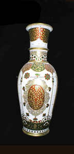 Vase à fleurs en marbre émaillé et jardinière Pot de jardin décoratif de style Noël avec motif coloré pour la plantation - Product Image 2