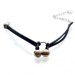 Festival artículos promocionales para 2016 simple doble campana de Navidad del encanto del brazalete de cuero pulsera de cuerda - Product Image 4