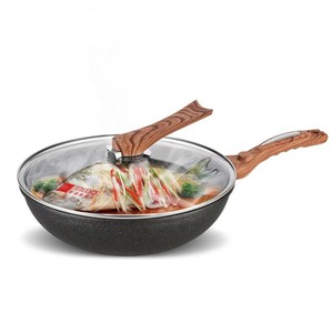 Homemory OEM série classique 2 pièces ensemble d'ustensiles de cuisine en granit Offre Spéciale wok en fonte d'aluminium antiadhésif écologique <span class=keywords><strong>sans</strong></span> <span class=keywords><strong>PFOA</strong></span> <span class=keywords><strong>PTFE</strong></span> - Product Image 1