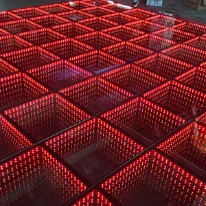 Top 3d led dance floor 50*50cm cheap wedding party event infinite tunnel mirror full color lighting led 3D stage floor