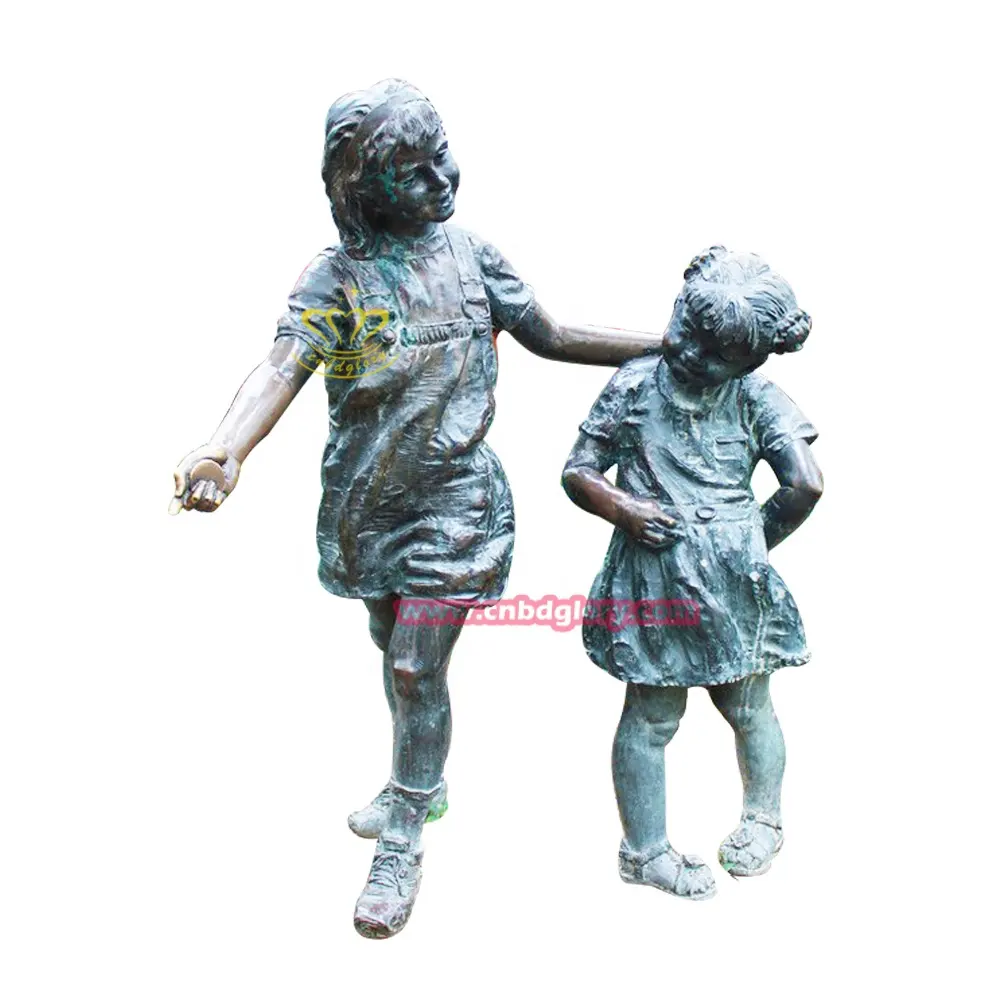 Estátua de bronze para crianças, escultura de metal para decoração de praças e jardins, paisagens de ruas e praças ao ar livre, ideal para venda