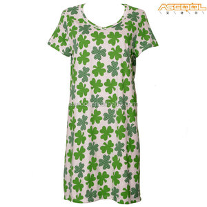 Transpirable 100% algodón hasta la rodilla shot mangas de las mujeres gordas vestido de noche durmiendo - Product Image 1