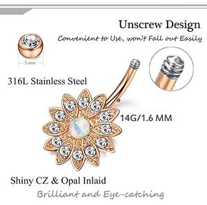 Vendita calda Set 8 pezzi 14G in acciaio inox ciondolo anelli <span class=keywords><strong>per</strong></span> <span class=keywords><strong>ombelico</strong></span> 316L <span class=keywords><strong>Piercing</strong></span> ad <span class=keywords><strong>anello</strong></span> <span class=keywords><strong>per</strong></span> donne ragazze Sexy <span class=keywords><strong>per</strong></span> matrimoni del corpo - Product Image 5