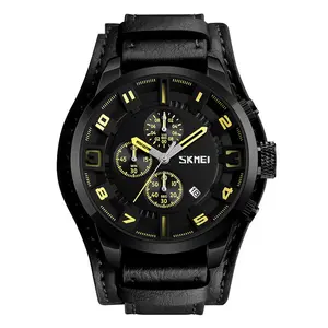 新モデルSkmei9165防水レザーバンド腕時計メンズクォーツ腕時計