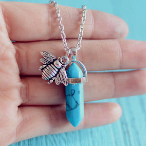 Naturaleza piedra hexagonal colume colgante de abeja con colorida pilar encanto regalo collar partido joyería para <span class=keywords><strong>pareja</strong></span> - Product Image 5
