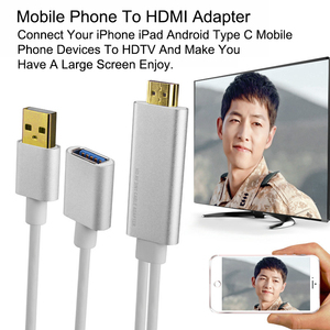 HDMI Adaptateur Câble HDTV Convertisseur Pour <span class=keywords><strong>iPhone</strong></span> 7 <span class=keywords><strong>6</strong></span> <span class=keywords><strong>S</strong></span> plus iPad iPod Android Type C Mobile Téléphone USB HDMI <span class=keywords><strong>Cable</strong></span> - Product Image 2