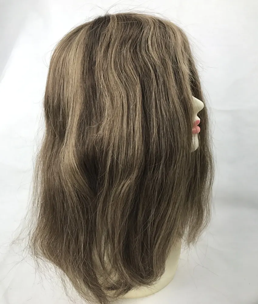 प्राकृतिक सीधे स्पॉट हाइलाइट सुनहरे मानव बाल टॉपर्स अदृश्य गांठों के साथ टिकाऊ मजबूत मोनो टौपी