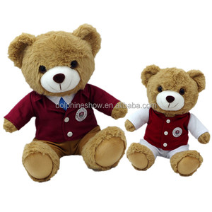 Wholesale OEM custom cute couple stuffed soft toy plush school uniform teddy bear