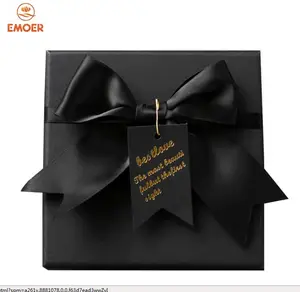 EMOER moda personalizada dulce negro dorado caja de regalo con cinta