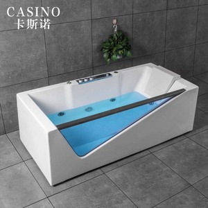Vasca Idromassaggio in Vetro con Doppio Getto, Luci LED, TV Impermeabile, Vasca Massaggiante per 2 Persone - Product Image 6