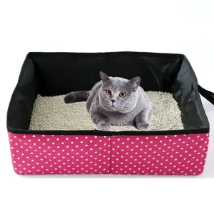 便携式可折叠猫垃圾箱防水面料柔软可折叠宠物猫小盘托盘旅行户外室内