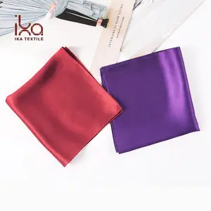 Pure Silk Pocket Solid Color Purple Square Silk Scarf Plain