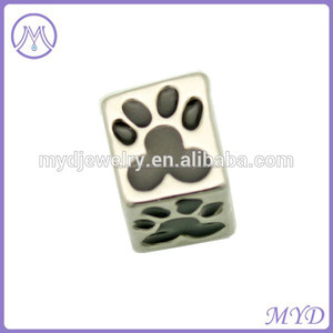 Rodio de la aleación de cubo de la pata del perro impresión charms pulsera de la joyería - Product Image 2