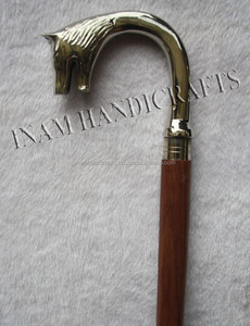 Bâtons de marche en bois antiques faits à la main avec poignée en laiton Animal cannes de marche décoratives pour la randonnée d'activités de plein air - Product Image 2