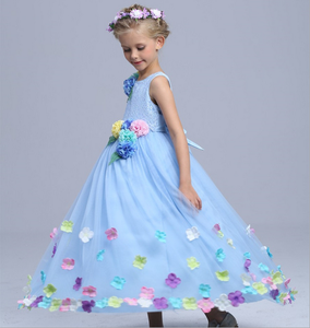 Vestidos de baile para bebé de clase alta, vestidos largos fantásticos con apliques de flores, Bola de baile <span class=keywords><strong>escolar</strong></span>, vestidos de hada esponjosos - Product Image 5