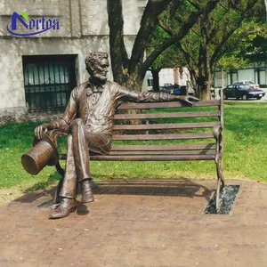 הפופולרי ביותר פליז פסל נשיא מפורסם גן דקור פסל מתכת ברונזה בגודל טבעי איש יושב בכיסא פסל