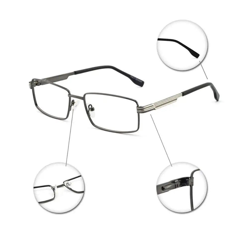 Óculos clássicos masculinos 2024 armação óptica de metal moldura preta cavalheiro aro quadrado