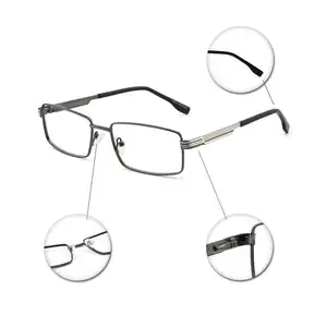 2024 người đàn ông cổ điển Kính mắt kim loại khung quang học màu đen khung quý ông vuông rim - Product Image 5