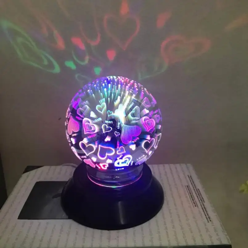 3D copertura in vetro luce magica fuoco argento albero di luce del fiore LED camera da letto lampada da tavolo della decorazione stella luna di notte della lampada