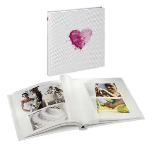 Álbum de fotos romântico em forma de coração, papelão branco para casamento e livro, com papel de pergamin