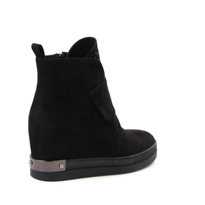 Giày bốt nữ đế xuồng ẩn chất liệu giả da lộn cao cấp giá sỉ rẻ, mũi tròn, gót cao, mùa đông, đi tuyết - Product Image 2