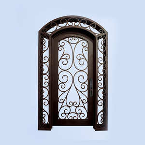 Extérieur portes en fer forgé cave à <span class=keywords><strong>vin</strong></span> porte d'entrée unique avec hublot - Product Image 1
