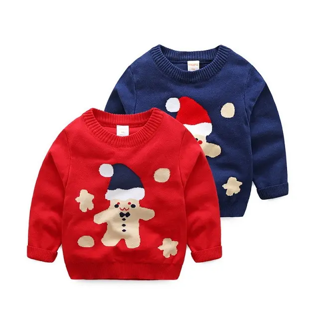 Оптовая продажа, рождественские Джемперы, Рождественский пуловер с изображением снеговика, Детский свитер, вязаная одежда с уродливым круглым вырезом для детей