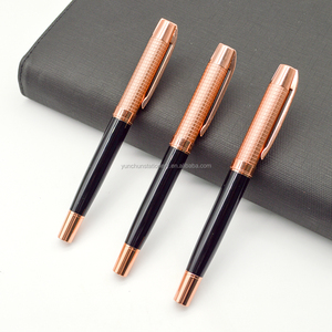 China fábrica de pluma color personalizado casquillo del oro de Rose metal <span class=keywords><strong>roller</strong></span> gel bolígrafos con logo - Product Image 6