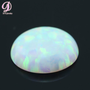 El japón sintético <span class=keywords><strong>blanco</strong></span> piedra de ópalo, ronda opal cuentas cabujones - Product Image 1