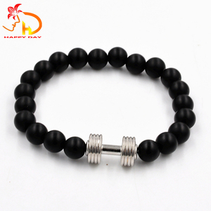 Bracelet haltère en pierre de lave naturelle, bijoux de gymnastique, à perles, vente en gros - Product Image 2