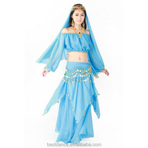 Set di <span class=keywords><strong>Costumi</strong></span> per Danza del Ventre Egiziana BestDance con Reggiseno a Maniche Lunghe, Cintura e Gonna OEM - Product Image 4