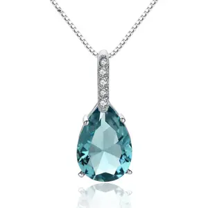 Luxury Temperament 925 Sterling Silver Heart Pendant With Blue Stone