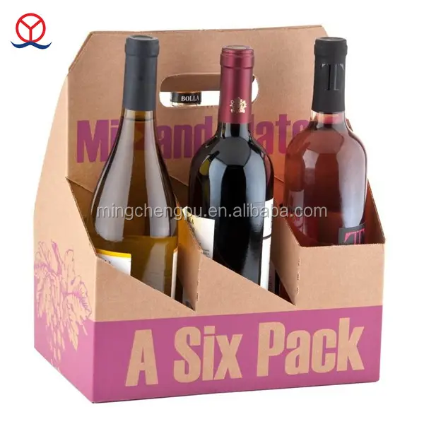 공장 재활용 사용자 정의 OEM 종이 와인 상자 판지 6 병 캐리어