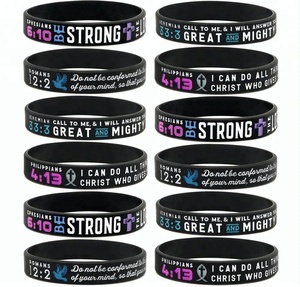 Bracelet de foi avec versets bibliques Jésus - Philippiens 4:13, Éphésiens 6:10, Romains 12:2 - Bracelet en silicone religieux en gros - Product Image 3