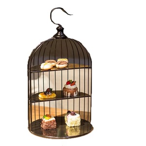 Customized Hotel Banquet Equipment Stainless Steel <strong>3</strong> <strong>Tier</strong> Bird Cage Cupcake/ <strong>Cake</strong> <strong>Stand</strong> for Wedding