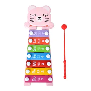 indoor children cute cat design musical piano xylophone toy for baby