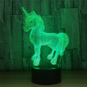 Gran oferta de luz nocturna de unicornio 3D para niños, 7 colores, <span class=keywords><strong>sensor</strong></span> táctil, cargador USB, lámpara de escritorio de mesa LED para regalo de Navidad, decoración de habitación - Product Image 2