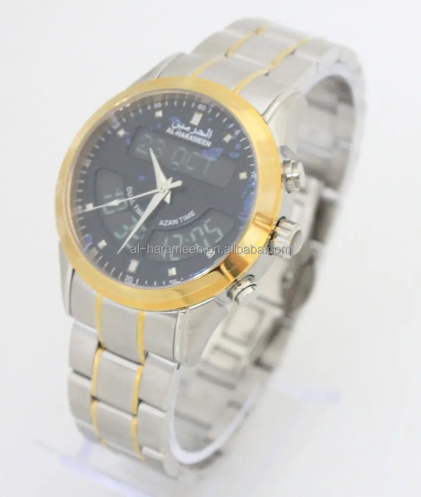 Fashion Luxury Men Watch Compass Stainless Steel Analog Wrist Prayer Watch HA-6102