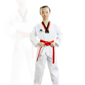 Woosung Krijgskunst Slijtage Goedkope Wtf Taekwondo Uniform Dobok Custom V-hals Taekwondo Uniform Custom Taekwondo Uniform