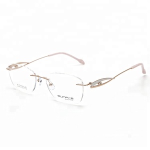 金属眼鏡フレームリムレスチタン光学フレーム在庫あり - Product Image 2