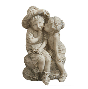 Resina Baciare Bambini Ragazzo e Una Ragazza Giardino Statua - Product Image 1