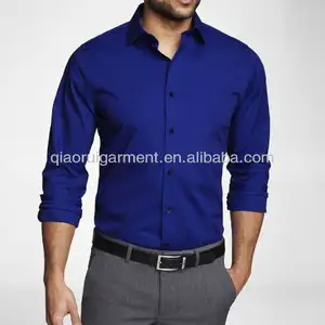 قميص رجالي أزرق ملكي مناسب للجسم قميص رسمي