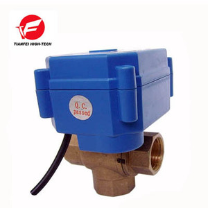 CWX-25S latón 3/4 "DN20 DC24V CR04 BSP un macho y dos rosca hembra tipo vertical T flujo 3way eléctrico válvula de bola - Product Image 1