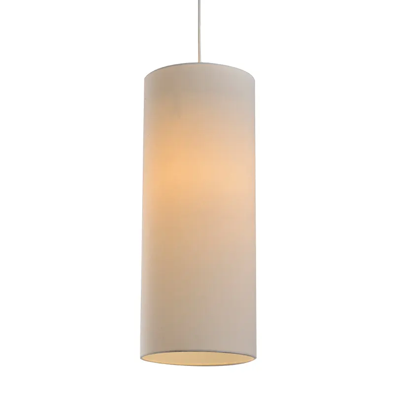 Hot selling luxury long fabric shade cylinder wood chandelier light