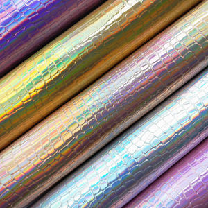 Cuero Sintético Holográfico Brillante con Textura de Piedra, Cuero PU Iridiscente para Bolsos, Lazos, Horquillas y Manualidades - Product Image 4
