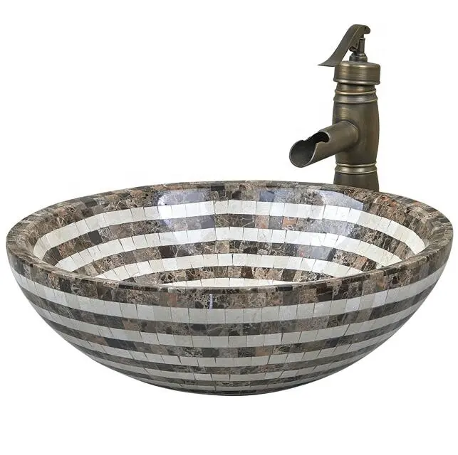 浴室シンクモザイク天然石洗面器